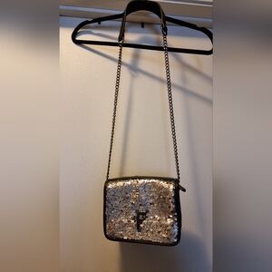 Fiorelli Silver/Black Sequin Small Flapover Purse
